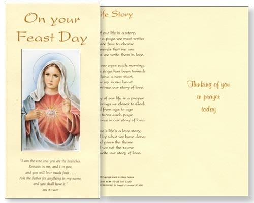 Immaculate Heart Feast Day Card